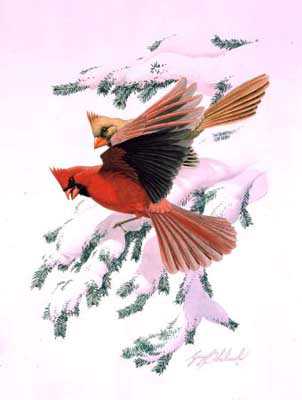 Winter Cardinals by Guy Coheleach Pricing Limited Edition Print image