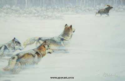 Wolves & Moose by Guy Coheleach Pricing Limited Edition Print image