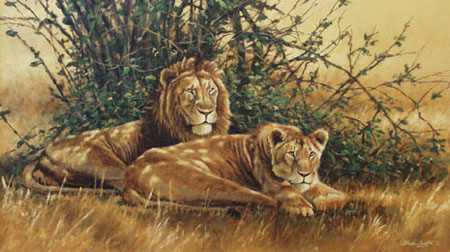 In The Shade Lions by Bruce Langton Pricing Limited Edition Print image