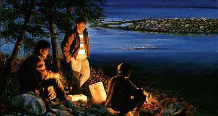 Campfire Fishing by Patricia Bourque Pricing Limited Edition Print image