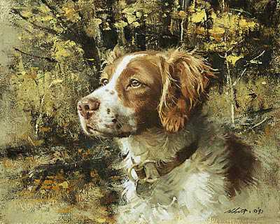 Brittany Spaniel Head by Robert Abbett Pricing Limited Edition Print image