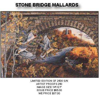Stone Bridge Mallards by Donald Blakney Pricing Limited Edition Print image
