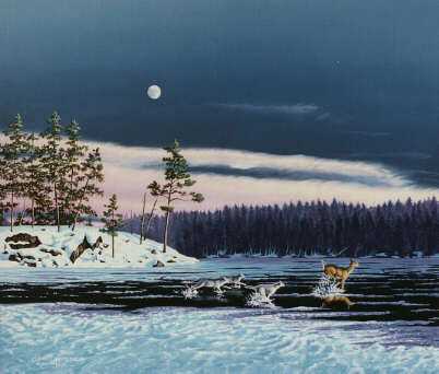 Moonrise Ovr Wolf Lake by Albert Joransen Pricing Limited Edition Print image