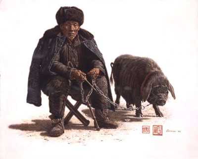 Old Man & His Pig by James Bama Pricing Limited Edition Print image