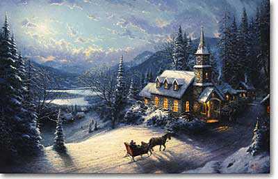 Sun Even Sleigh by Thomas Kinkade Pricing Limited Edition Print image