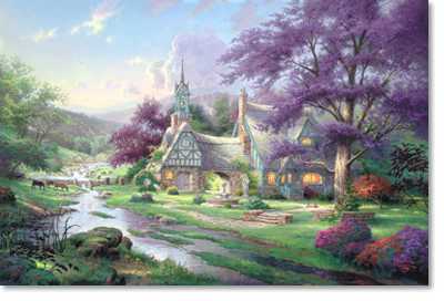 Clocktwr Cott by Thomas Kinkade Pricing Limited Edition Print image