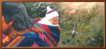Peruvian Mother Child by Gamini Ratnavira Pricing Limited Edition Print image