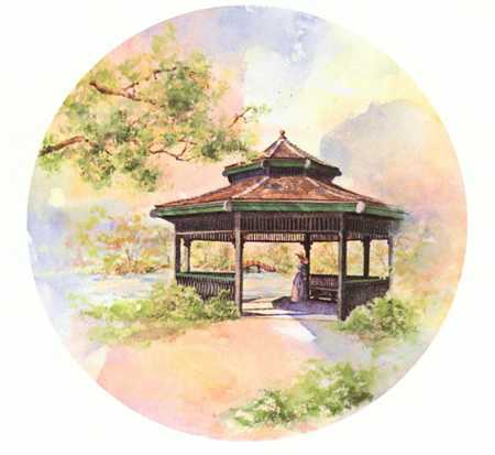 Gazebo In Garden by Connie Glowacki Pricing Limited Edition Print image