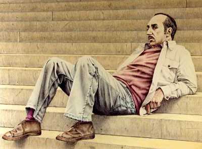 Man On Steps by Mal Luber Pricing Limited Edition Print image