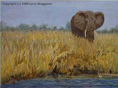 Zambezi Eleph To Rivr by Larry Waggoner Pricing Limited Edition Print image