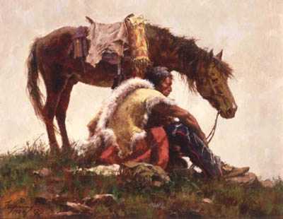 Watching The Column by Howard Terpning Pricing Limited Edition Print image