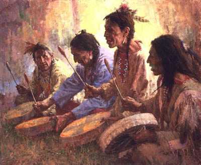 Four Sacred Drummers by Howard Terpning Pricing Limited Edition Print image