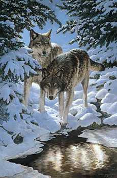 Icy Dawn Wolves by Persis Clayton Weirs Pricing Limited Edition Print image