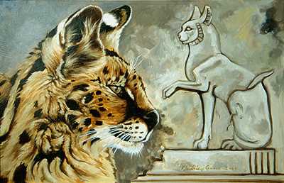 Serval & Seated Cat by Kindrie Grove Pricing Limited Edition Print image