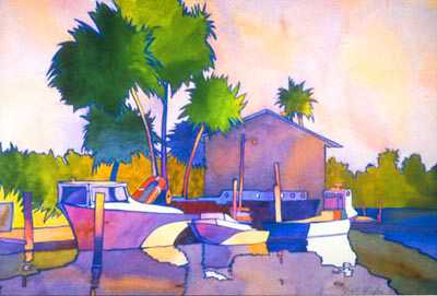 Work Boats Docked by Mark E Mehaffey Pricing Limited Edition Print image