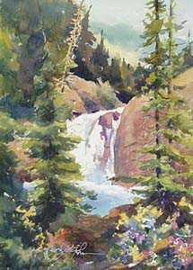 Mountain Waterfall by Cheryl St John Pricing Limited Edition Print image