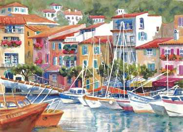 Cassis Fishing Boats by Cheryl St John Pricing Limited Edition Print image