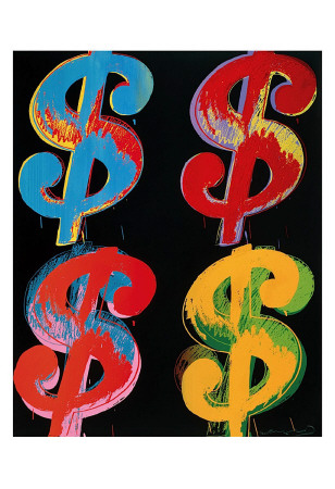 Four Dollar Signs, C.1982 (Blue, Red, Orange, Yellow) by Andy Warhol Pricing Limited Edition Print image