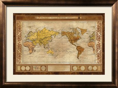 World Map In Gold And Brown by Mary Beth Zeitz Pricing Limited Edition Print image