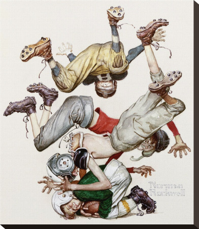 Four Sporting Boys, First Down by Norman Rockwell Pricing Limited Edition Print image