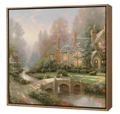 Beyond Spring Gate -  Framed Fine Art Print On Canvas - Wood Frame by Thomas Kinkade Pricing Limited Edition Print image