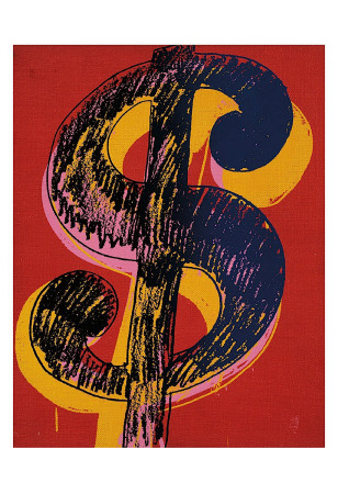 Dollar Sign, C.1981 (Black And Yellow On Red) by Andy Warhol Pricing Limited Edition Print image