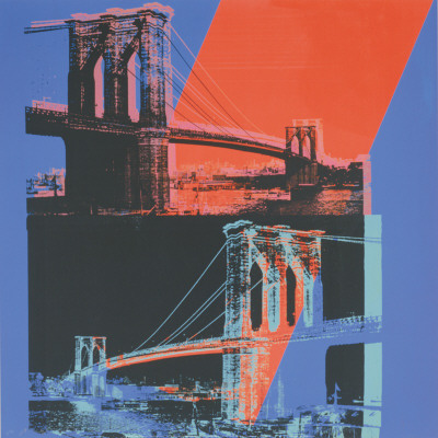 Brooklyn Bridge, C.1983 (Pink, Red, Blue) by Andy Warhol Pricing Limited Edition Print image