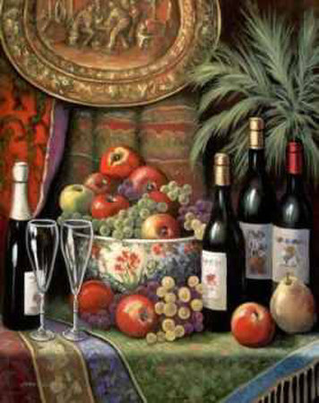 Wine And Floral Still Life I by John Zaccheo Pricing Limited Edition Print image