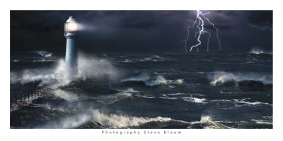 Lightning At The Lighthouse by Steve Bloom Pricing Limited Edition Print image