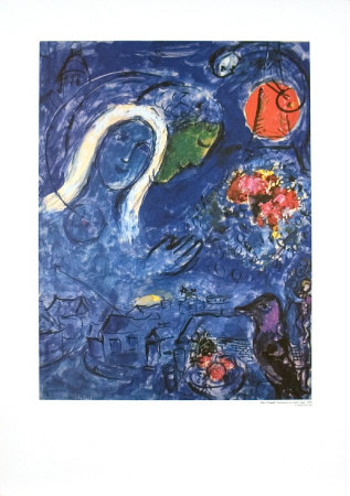 Amoureux Au Soleil Rouge, 1952 by Marc Chagall Pricing Limited Edition Print image