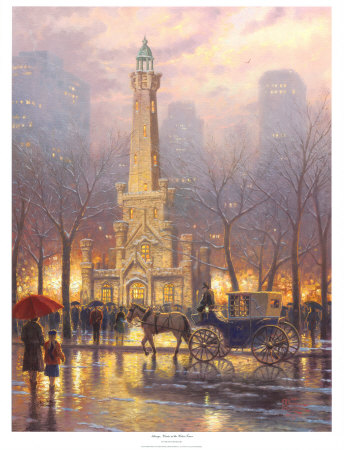 Chicago, Winter At The Water Tower by Thomas Kinkade Pricing Limited Edition Print image