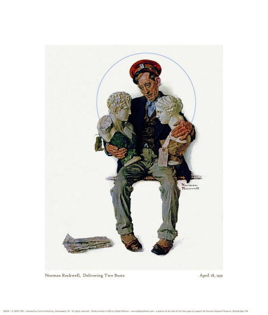 Delivering Two Busts by Norman Rockwell Pricing Limited Edition Print image