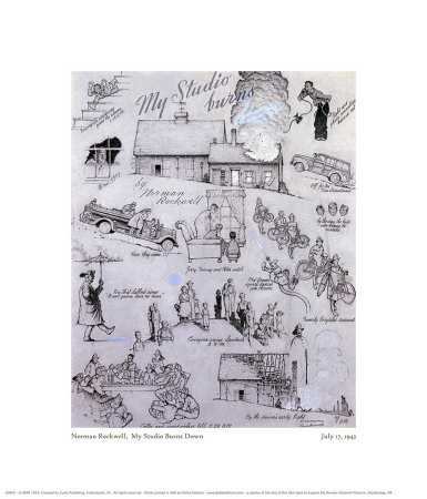 My Studio Burns Down by Norman Rockwell Pricing Limited Edition Print image