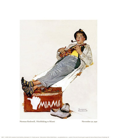 Hitchhiking To Miami by Norman Rockwell Pricing Limited Edition Print image