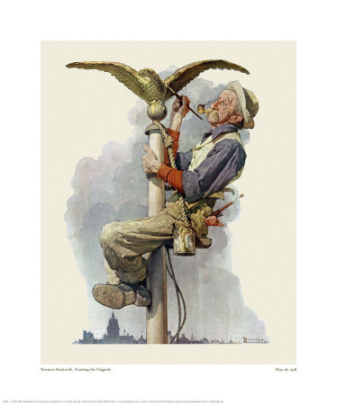 Painting The Flagpole by Norman Rockwell Pricing Limited Edition Print image