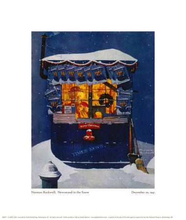 Newsstand In The Snow by Norman Rockwell Pricing Limited Edition Print image