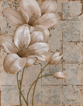Lilies On Silver I by Vivian Flasch Pricing Limited Edition Print image