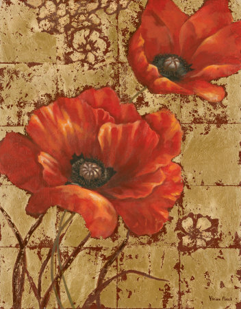 Poppies On Gold I by Vivian Flasch Pricing Limited Edition Print image