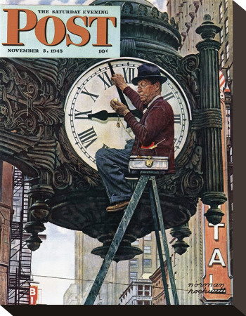 The Clock Mender by Norman Rockwell Pricing Limited Edition Print image