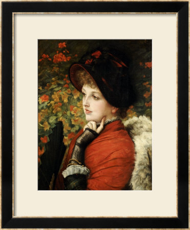 Type Of Beauty: Portrait Of Mrs. Kathleen Newton, In Red Dress And Black Bonnet by James Tissot Pricing Limited Edition Print image