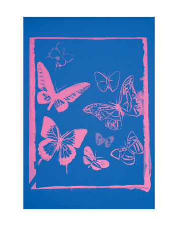 Vanishing Animals: Butterflies, C.1986 (Hot Pink On Blue) by Andy Warhol Pricing Limited Edition Print image