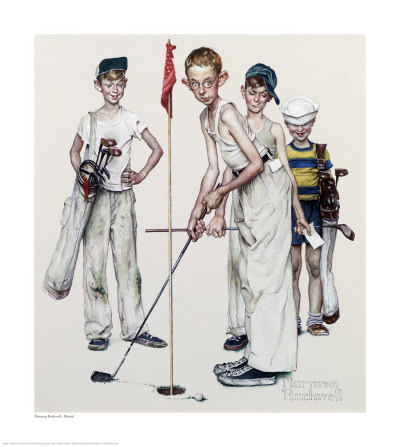 Four Sporting Boys, Missed by Norman Rockwell Pricing Limited Edition Print image