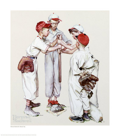 Four Sporting Boys, Choosin Up by Norman Rockwell Pricing Limited Edition Print image