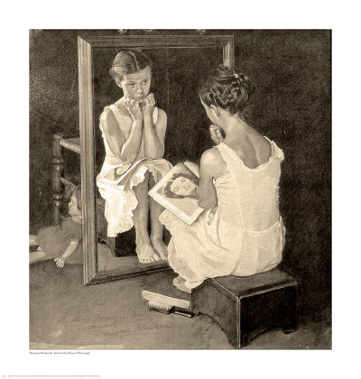Girl At The Mirror by Norman Rockwell Pricing Limited Edition Print image