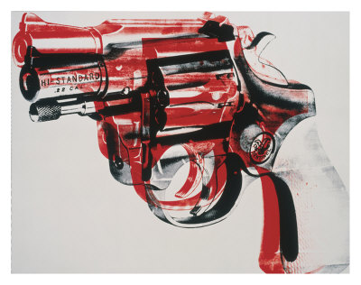 Gun, C.1981-82 (Black And Red On White) by Andy Warhol Pricing Limited Edition Print image