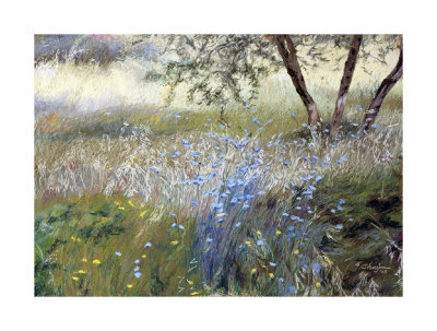 Field With Blue Flowers by Helen Vaughn Pricing Limited Edition Print image