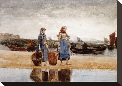 Two Girls On The Beach, Tynemouth by Winslow Homer Pricing Limited Edition Print image