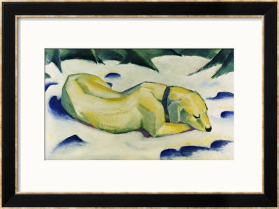 Dog Lying In The Snow by Franz Marc Pricing Limited Edition Print image