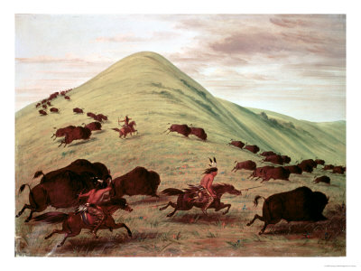Sioux Indians Hunting Buffalo, 1835 by George Catlin Pricing Limited Edition Print image