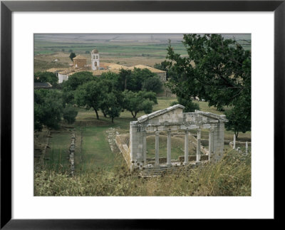 The Boulenterion With Church Of Shenmri In Background, Apollonia, Albania by David Poole Pricing Limited Edition Print image
